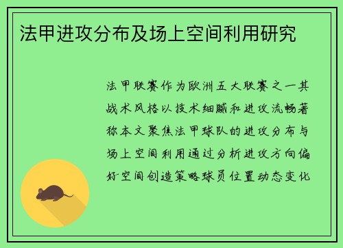 法甲进攻分布及场上空间利用研究